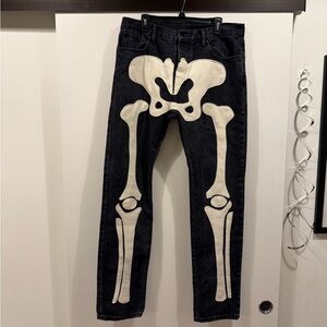 MNML Black and White Skeleton Straight Jeans